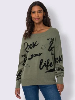 Mandarin Pulls<Pull en tricot motif imprimé devant