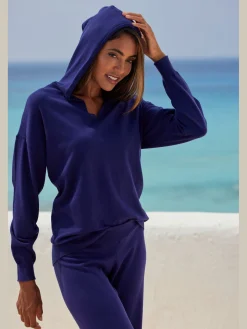 LASCANA Pulls<Pull en tricot sweat à capuche en tricot avec encolure en v