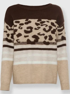 Rick Cardona Pulls<Pull encolure ronde joli motif léopard