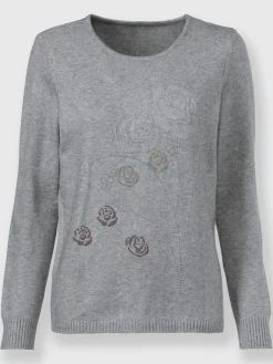 Fair Lady Pulls<Pull encolure ronde petites pierres brillantes fantaisie