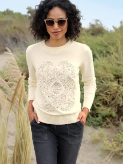 Linea Tesini Pulls<Pull encolure ronde superbe broderie