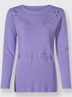 Ashley Brooke Pulls<Pull encolure ronde superbe broderie florale