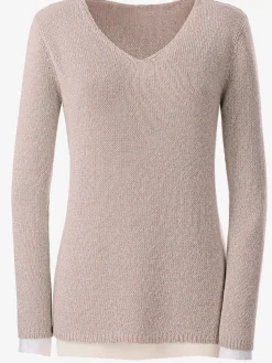 Collection L Pulls<Pull femme à col en v et manches longues