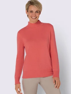 Pulls<Pull femme basique pratique col montant