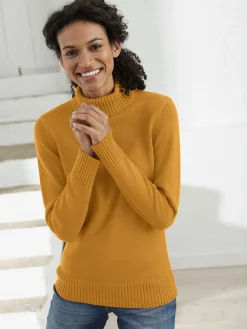 Collection L Pulls<Pull femme col roulé manches ourlet avec finitions côtelées