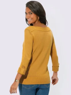 Collection L Pulls<Pull femme manches 3/4 revers boutonnés