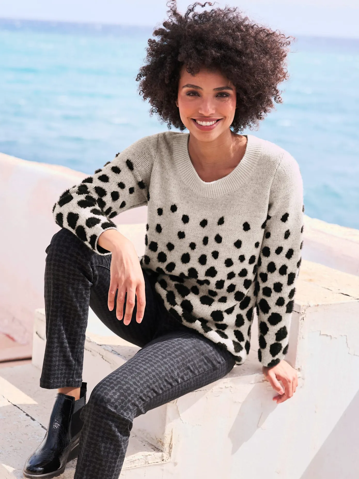 Linea Tesini Pulls<Pull jacquard motif à pois tendance