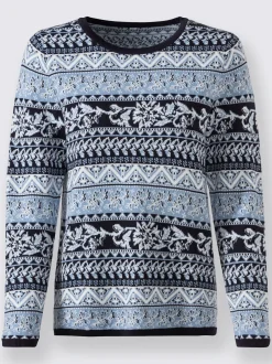 Pulls<Pull jacquard pure coton pima