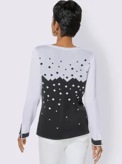 Creation L Pulls<Pull motif jacquard couleur contrastée manches fendues col rond