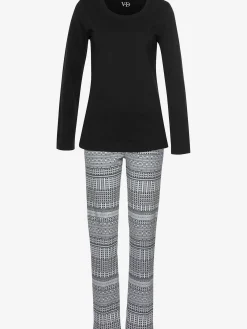 Vivance Dreams Pyjamas<Pyjama avec haut uni et pantalon à motifs