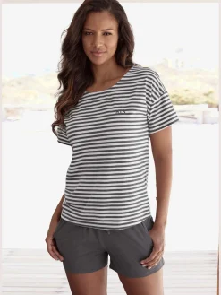 H.I.S Pyjamas<Pyjama court à rayures en fils teintés