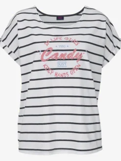 Buffalo Pyjamas<Pyjama t-shirt rayé décontracté à encolure ronde