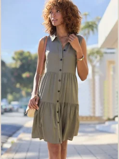 Vivance Robes<Robe d'été col chemisier tendance