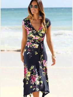 Beachtime Robes<Robe d'été robe de plage avec encolure en v