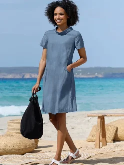 Linea Tesini Robes<Robe en jean col à revers élégant