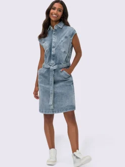 Mandarin Robes<Robe en jean coutures de séparation