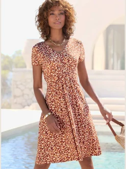 Vivance Robes<Robe en jersey encolure en v dégagée