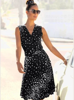 Vivance Robes<Robe en jersey élégante robe portefeuille à pois