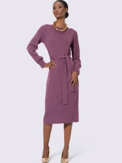 Creation L Robes<Robe en tricot 30% laine vierge