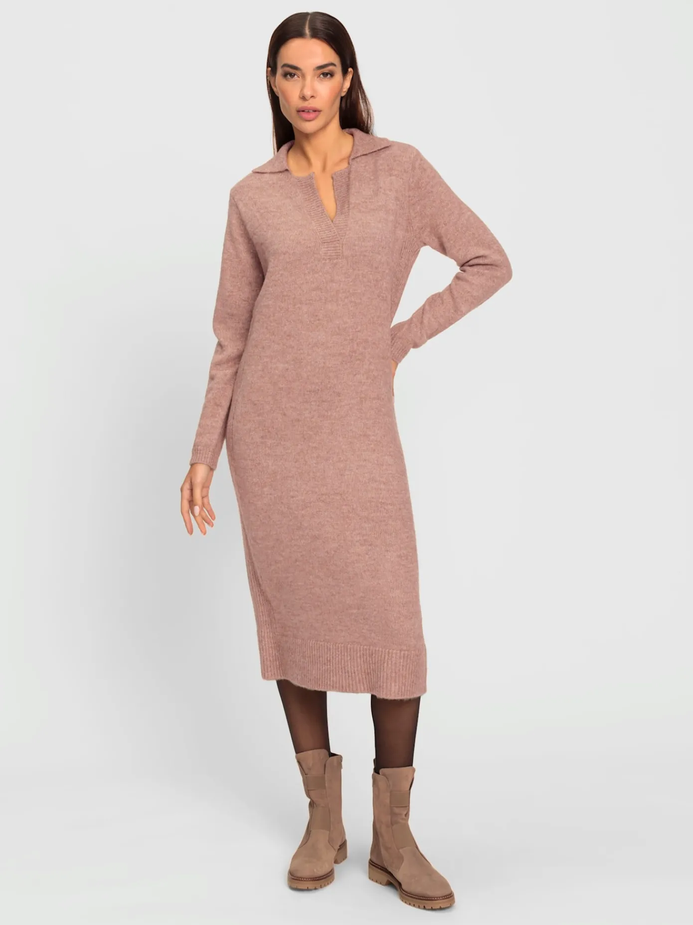 Rick Cardona Robes<Robe en tricot col polo avec encolure en v