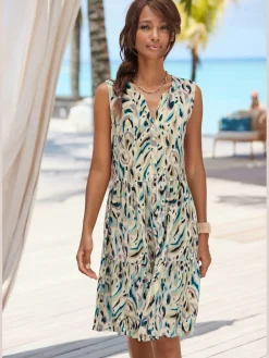 LASCANA Robes<Robe imprimée col v à bordure