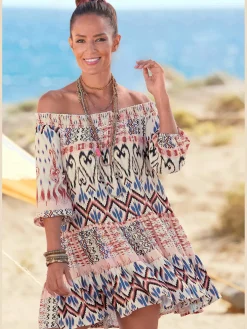 Buffalo Robes<Robe imprimée encolure carmen tendance