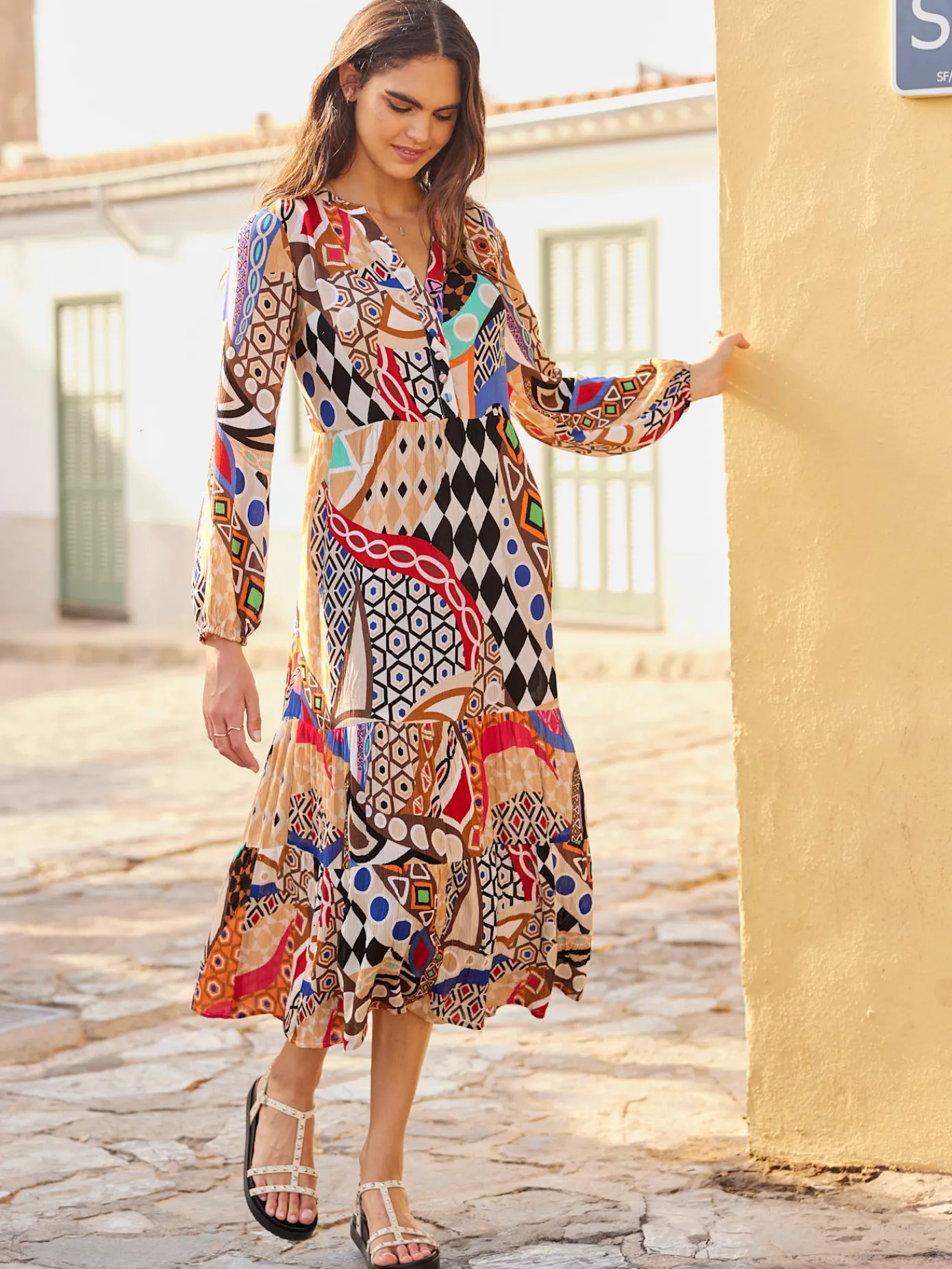 Mandarin Robes<Robe imprimée joli imprimé