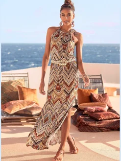 LASCANA Robes<Robe longue bretelles fines, à nouer sur le côté