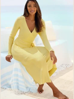 LASCANA Robes<Robe longue cache-cœur en tricot