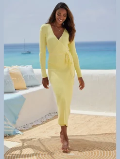 LASCANA Robes<Robe longue cache-cœur en tricot