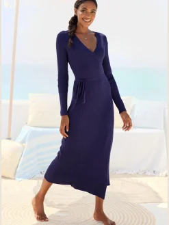 LASCANA Robes<Robe longue cache-cœur en tricot