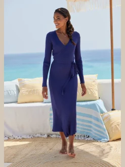 LASCANA Robes<Robe longue cache-cœur en tricot