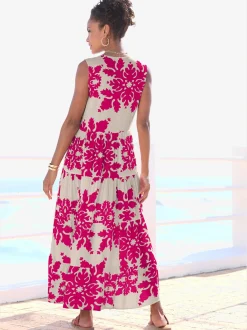 Vivance Robes<Robe longue col v à bordure