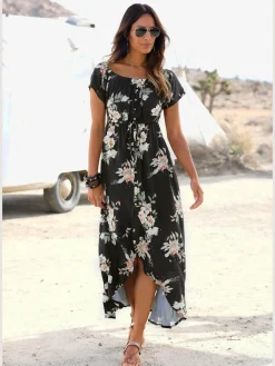 LASCANA Robes<Robe longue comme chemisier carmen ou sur les épaules