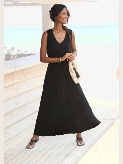 s.Oliver Robes<Robe longue discrète bordure en dentelle à l'encolure