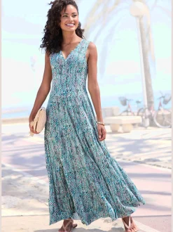 Vivance Robes<Robe longue encolure en v