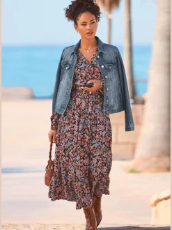 LASCANA Robes<Robe longue encolure en v