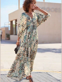 Buffalo Robes<Robe longue encolure en v dégagée devant et au dos