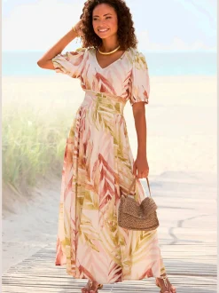 LASCANA Robes<Robe longue large encolure en v