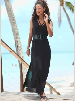 Buffalo Robes<Robe longue larges bretelles et rubans décoratifs dans le cou