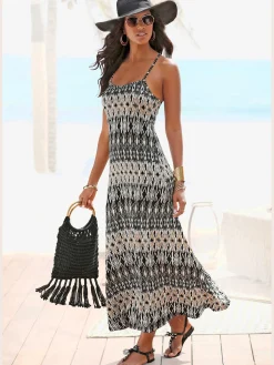 LASCANA Robes<Robe longue robe en jersey à encolure ronde dégagée