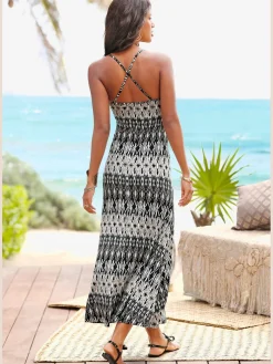 LASCANA Robes<Robe longue robe en jersey à encolure ronde dégagée