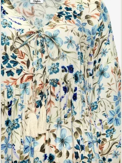 Buffalo Robes<Robe tunique encolure en v profonde avec ruban décoratif et houppes