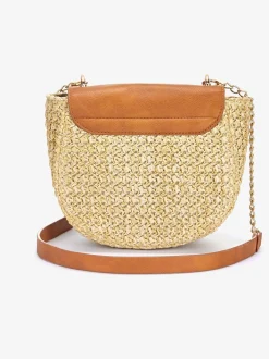 LASCANA Maroquinerie<Sac à main en imitation raphia avec détails chaînes couleur or sur la bandoulière