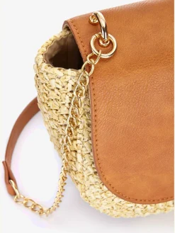 LASCANA Maroquinerie<Sac à main en imitation raphia avec détails chaînes couleur or sur la bandoulière