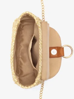 LASCANA Maroquinerie<Sac à main en imitation raphia avec détails chaînes couleur or sur la bandoulière