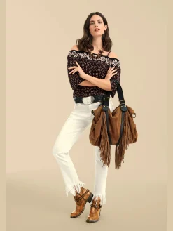 Maroquinerie<Sac franges et effet bicolore