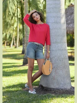 Linea Tesini Shorts Et Bermudas|Pantalons<Short en jean coupe droite