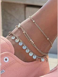 LASCANA Bijoux<Superbe chaîne de cheville multi-rangées avec pendentifs