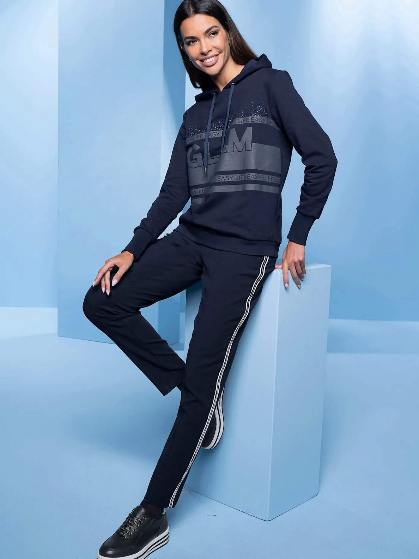 Rick Cardona Tenues De Détente|Pulls<Sweatshirt à capuche motif imprimé avec pierres brillantes fantaisie